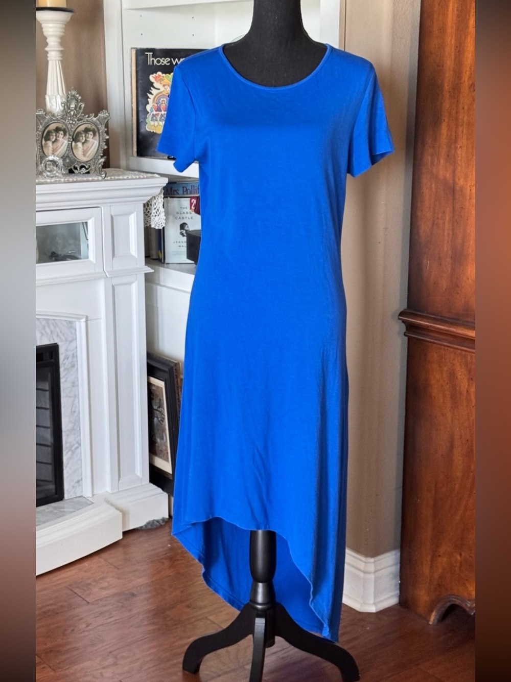 Blue Women’s High-Low Short Sleeve Dress